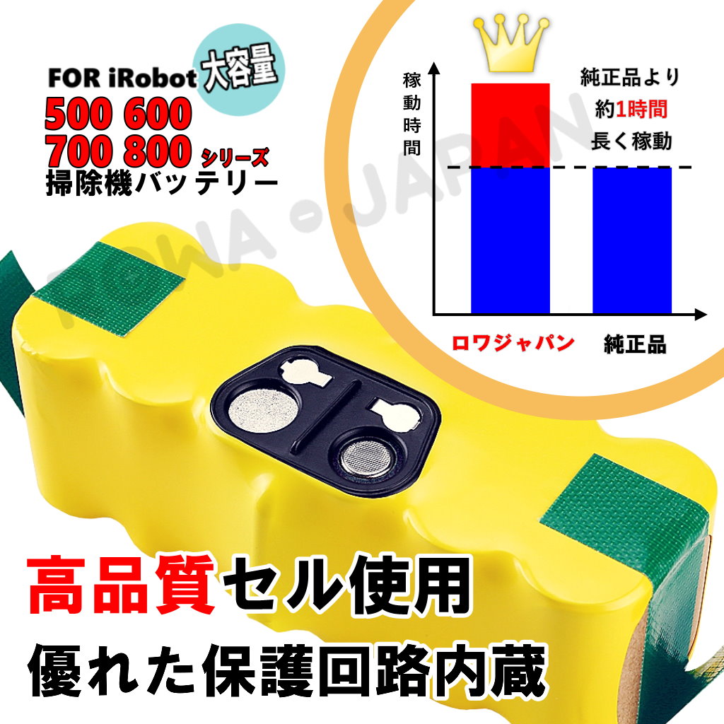 Roomba-500 掃除機バッテリー アイロボット対応 | ロワジャパン（バッテリーバンク） | 掃除機 電話機 スマホ カメラ バッテリー